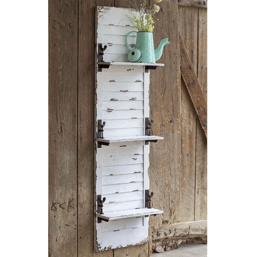Window Shutter Hanging Wall Shelf - Rustic Charm for Your Home