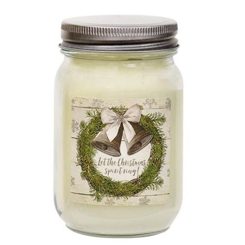 Let The Christmas Spirit Ring Pint Jar Candle, Snowberry