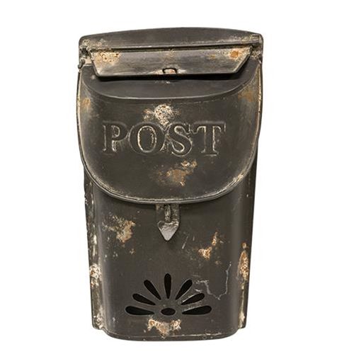 Distressed Black Post Box, 11"