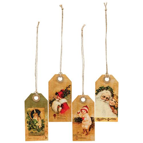 4/Set, Vintage Merry Christmas Tags