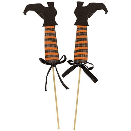 Witch Boot Pokes - 2/Set Decorative Wooden Dowel Picks