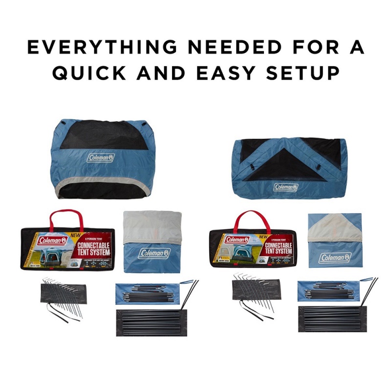 Coleman 3-Person & 6-Person Connectable Tent Bundle W/Fast Pitch Setup - Set Of 2 - Blue
