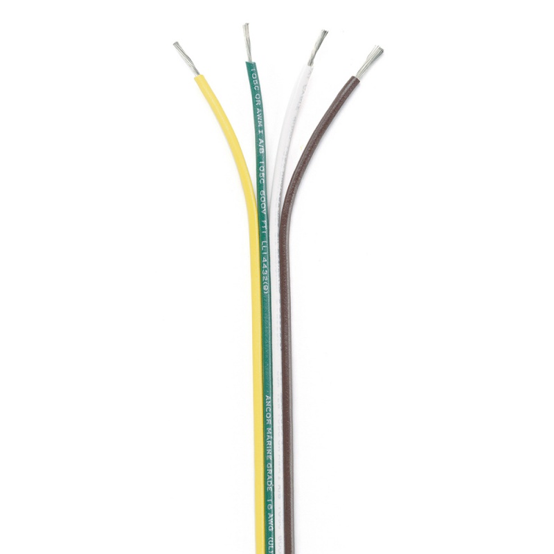 Ancor Ribbon Bonded Cable - 16/4 Awg - Brown/Green/White/Yellow - Flat - 100'