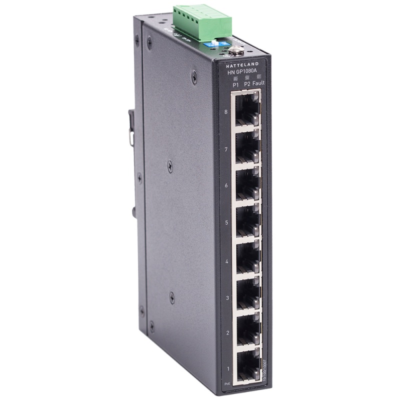 Hatteland Industrial 8-Port Slim Type Unmanaged Gigabit Poe Ethernet Switch
