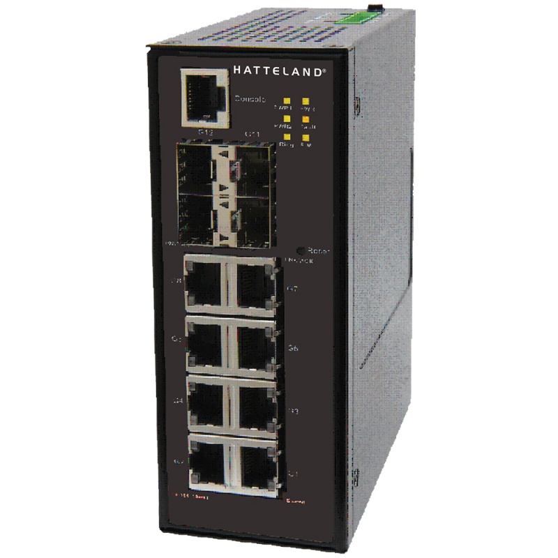 Hatteland Industrial 12-Port Slim Type Managed Gigabit Ethernet Switch