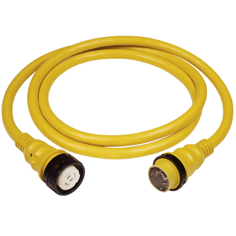 Marinco 50A 125V Shore Power Cable - 25' - Yellow