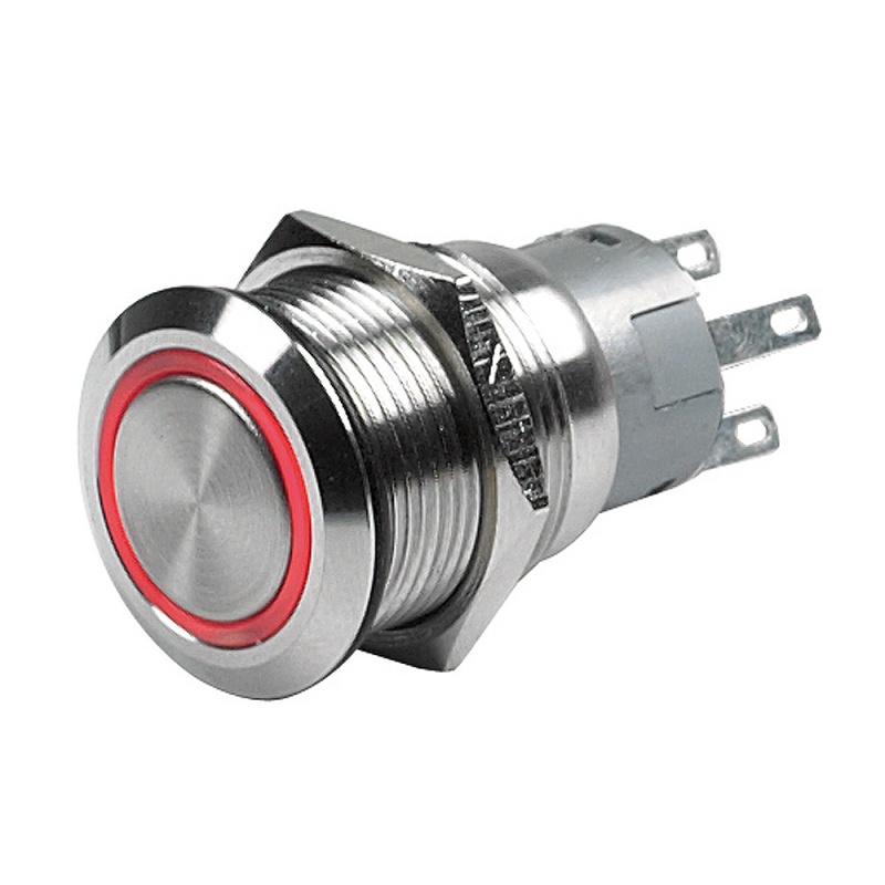 Bep Push-Button Switch - 12V Momentary (On)/Off - Red Led