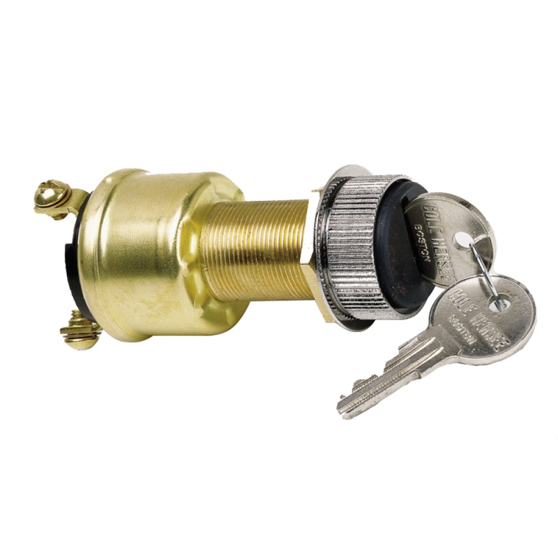 Cole Hersee 3 Position Brass Ignition Switch W/Rubber Boot