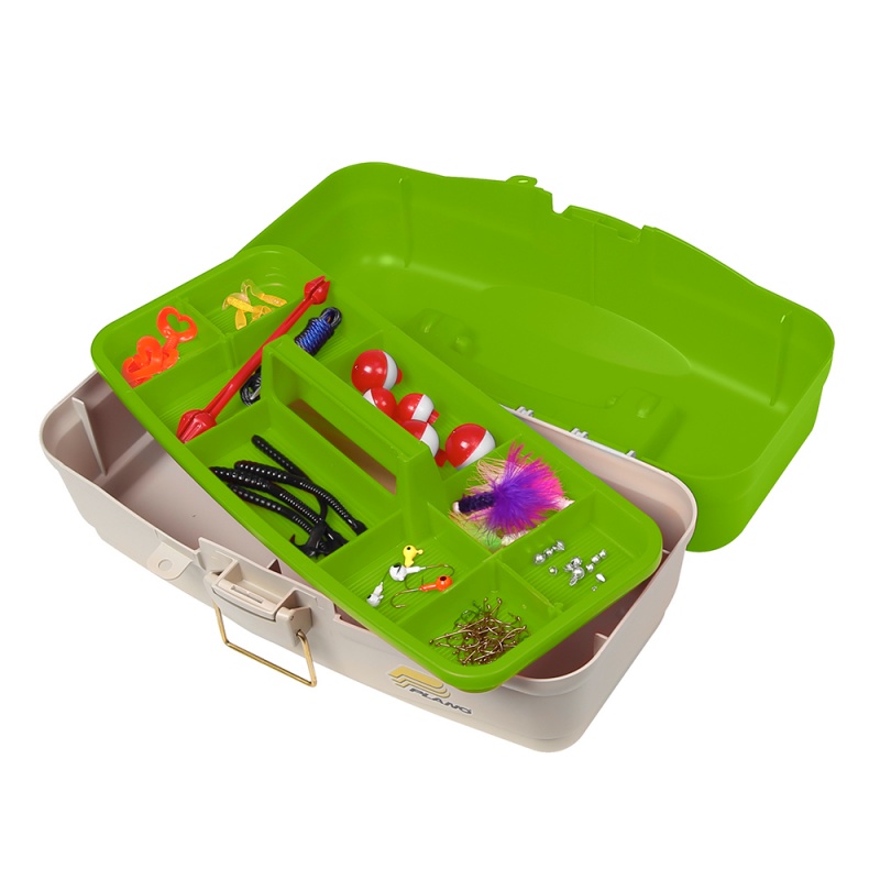 Plano Ready Set Fish On-Tray Tackle Box - Green/Tan
