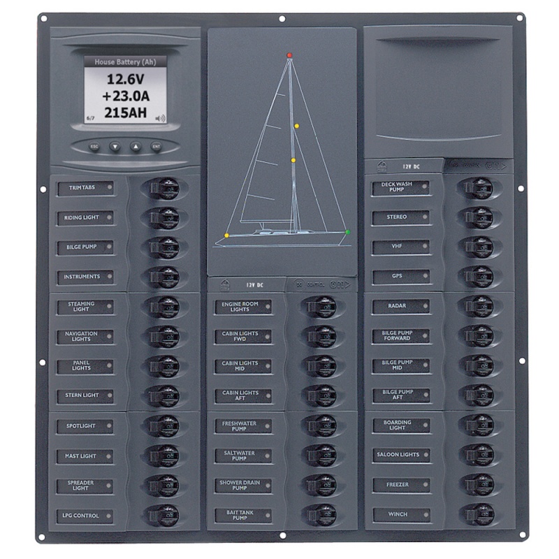 Bep Cruiser Series Dc Circuit Breaker Panel W/Digital Meters 32Sp Dc12v