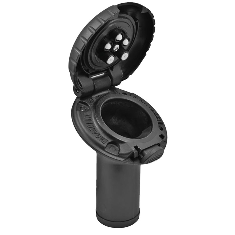 Attwood Deck Fill F/Carbon Canister System - Angled Body & Scalloped Black Plastic Cap