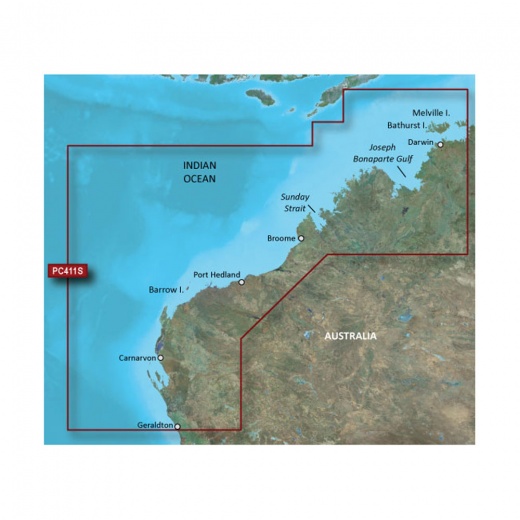 Garmin Bluechart G3 HD - HXPC411S - Geraldton To Darwin - MicroSD/SD