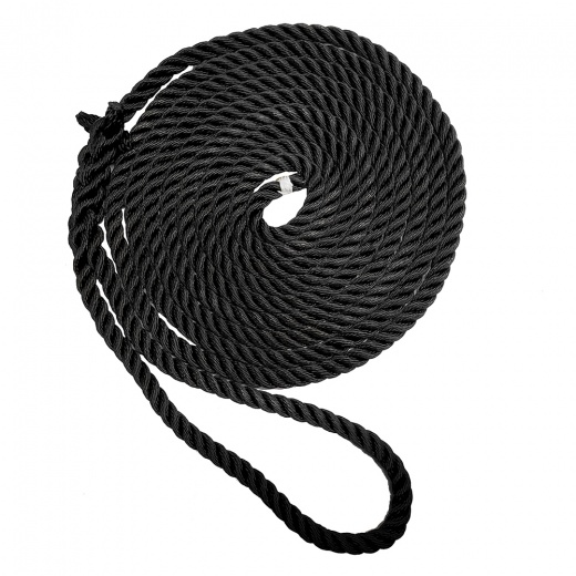 New England Ropes 3/8" Premium 3-Strand Dock Line - Black - 20'