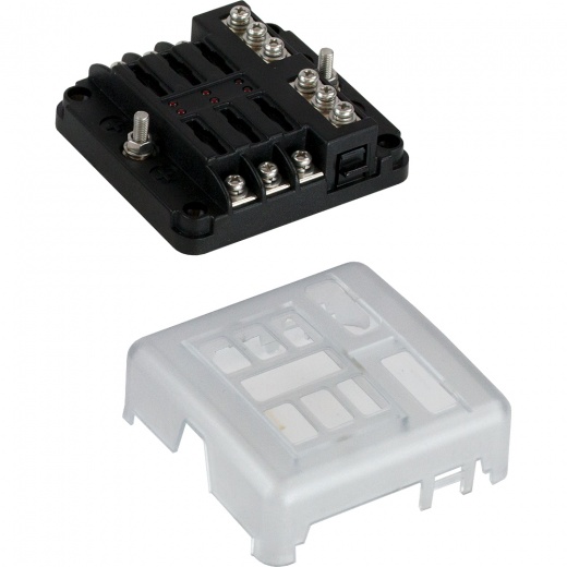 Sea-Dog Blade Style LED Indicator Fuse Block W/Negative Bus Bar - 6 Circuit