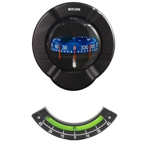 Ritchie Sr-2 Venture Sail Boat Compass W/Clinometer - Bulkhead Mount - Black