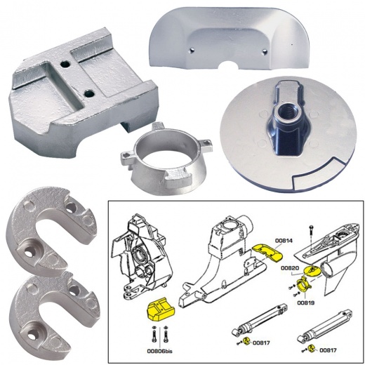 Tecnoseal Anode Kit W/Hardware - Mercury Alpha 1 Gen 2 - Aluminum