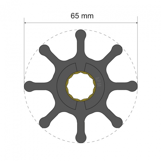 Albin Group Premium Impeller Kit 65 X 16 X 37Mm - 8 Blade - Spline Insert