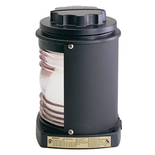 Perko Stern Light - Black Plastic, White Light With Gray Tinted Lens