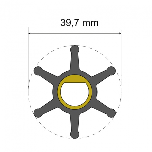 Albin Group Premium Impeller Kit - 39.7 X 12 X 19.2Mm - 6 Blade - Single Flat Insert