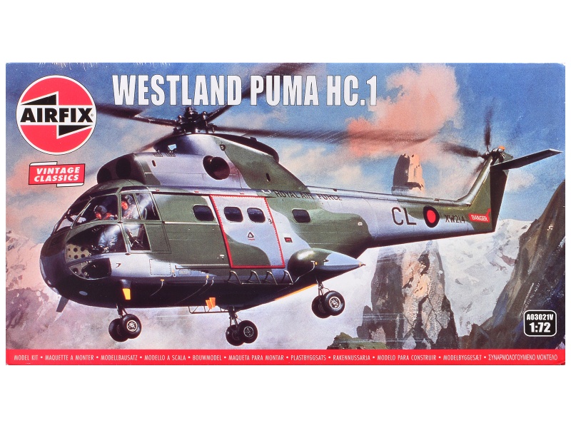Level 2 Model Kit Westland Puma Hc.1 Helicopter With 2 Scheme Options 1/72 Plastic Model Kit By Airfix