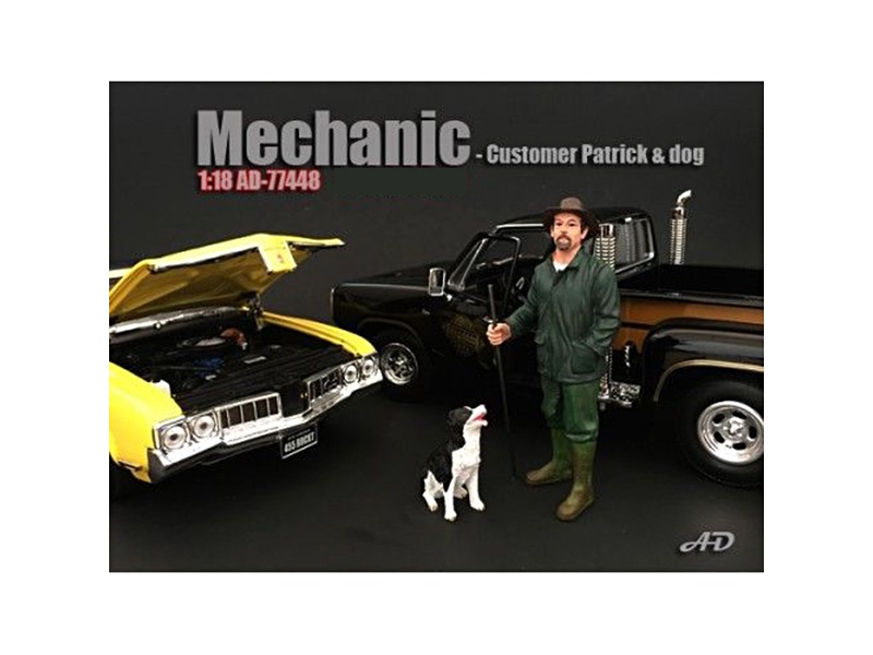 Customer Patrick And A Dog Figurine / Figure For 1:18 Models By American Diorama