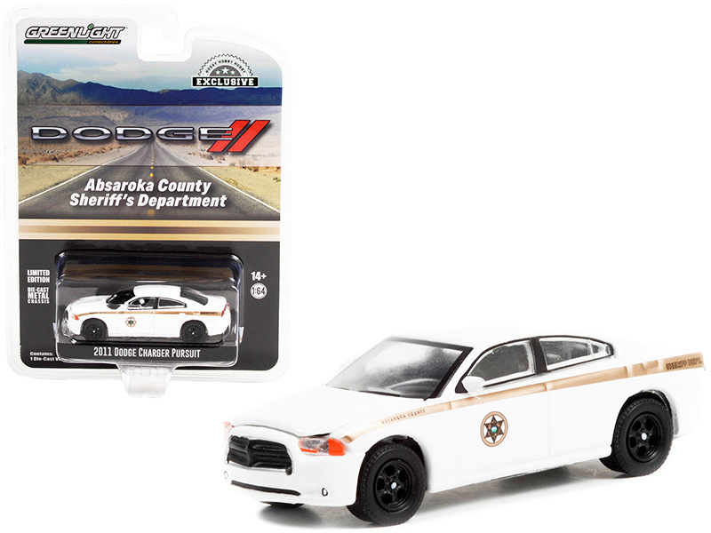 2011 Dodge Charger Pursuit White "Absaroka County Sheriff's Department" "Hobby Exclusive" 1/64 Diecast Model Car By Greenlight