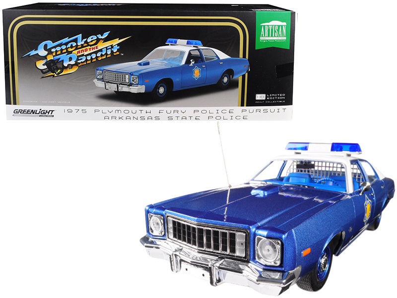 1975 Plymouth Fury Police Pursuit Arkansas State Police "Smokey And The Bandit" (1977) Movie 1/18 Diecast Model Car By Greenlight