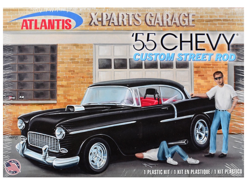 Skill 3 Model Kit 1955 Chevrolet Custom Street Rod "X-Parts Garage" 1/25 Scale Model By Atlantis