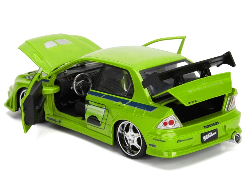 Brian's Mitsubishi Lancer Evolution Vii Green With Graphics "Fast & Furious" Movie 1/24 Diecast Model Car By Jada