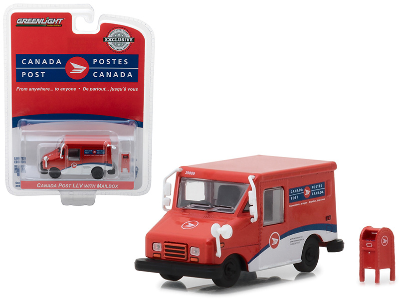 Canada Postal Service (Canada Post) Long Life Postal Mail Delivery Vehicle (Llv) With Mailbox Accessory Hobby Exclusive 1/64 Diecast Model Car By Greenlight