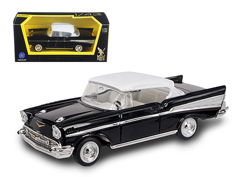 1957 Chevrolet Bel Air Black With White Top 1/43 Diecast Model Car By Road Signature