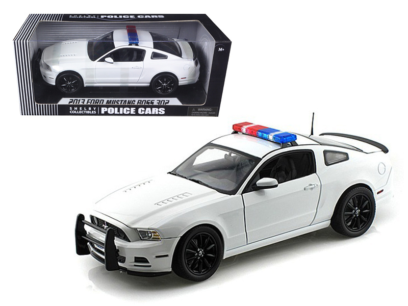 2013 Ford Mustang Boss 302 White Unmarked Police Car 1/18 Diecast Car Model By Shelby Collectibles