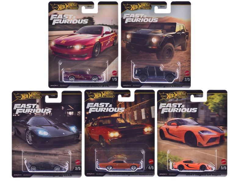 “Fast & Furious” 2025 5 Piece Set L Model Cars by Hot Wheels