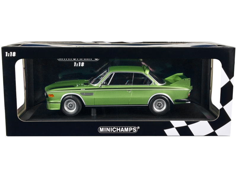 1973 Bmw 3.0 Csl Green Metallic With Black Stripes Limited Edition To 450 Pieces Worldwide 1/18 Diecast Model Car By Minichamps