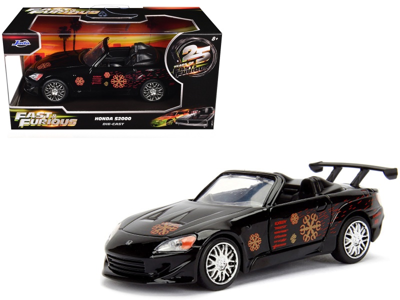 Honda S2000 Convertible Black With Graphics "The Fast And The Furious" (2001) Movie "25 Years Of Fast & Furious" Series 1/32 Diecast Model Car By Jada