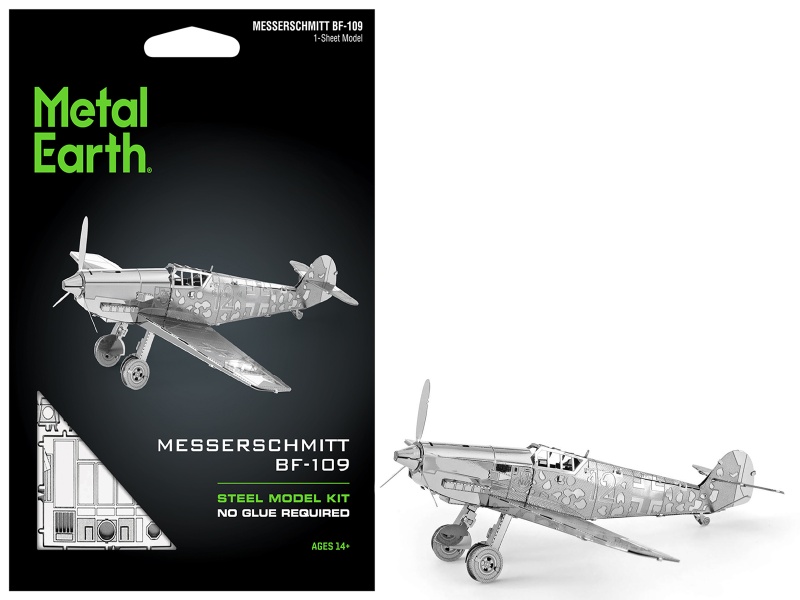 Model Kit Messerschmitt Bf-109 Fighter Aircraft "German Luftwaffe" (Moderate Difficulty) Steel Model By Metal Earth