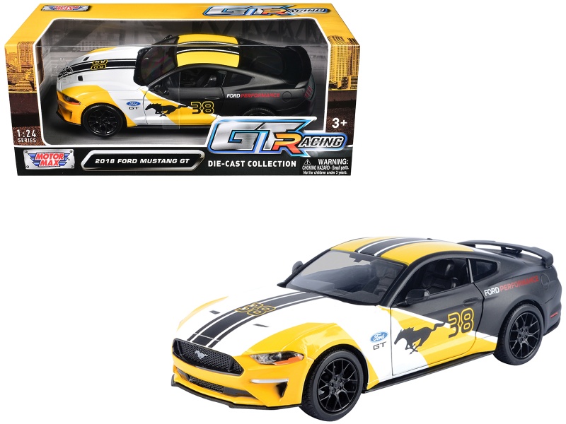 2018 Ford Mustang GT #38 White And Matt Black Diecast Model Car
