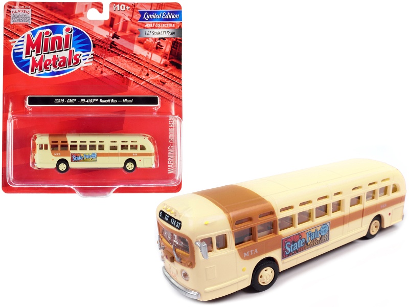 Gmc Pd-4103 Transit Bus #948 Beige "Mta Miami" 1/87 (Ho) Scale Model By Classic Metal Works