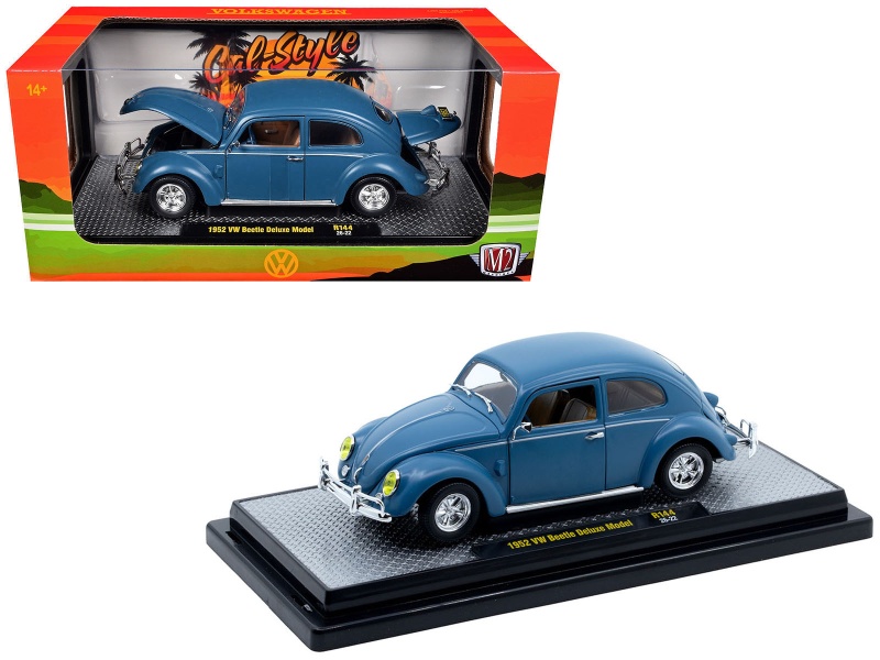 1952 Volkswagen Beetle Deluxe Model Matt Blue Limited Edition To 4850 Pieces Worldwide 1/24 Diecast Model Car By M2 Machines