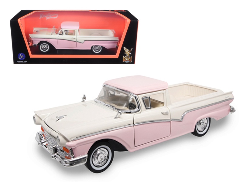 1957 Ford Ranchero Pickup Truck Pink 1/18 Diecast Model By Road Signature
