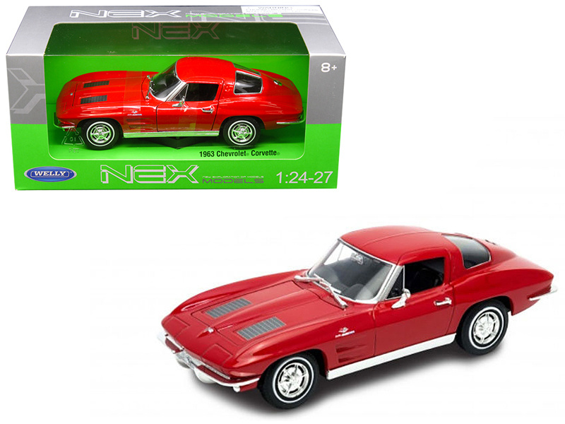 1963 Chevrolet Corvette Red 1/24-1/27 Diecast Model Car By Welly