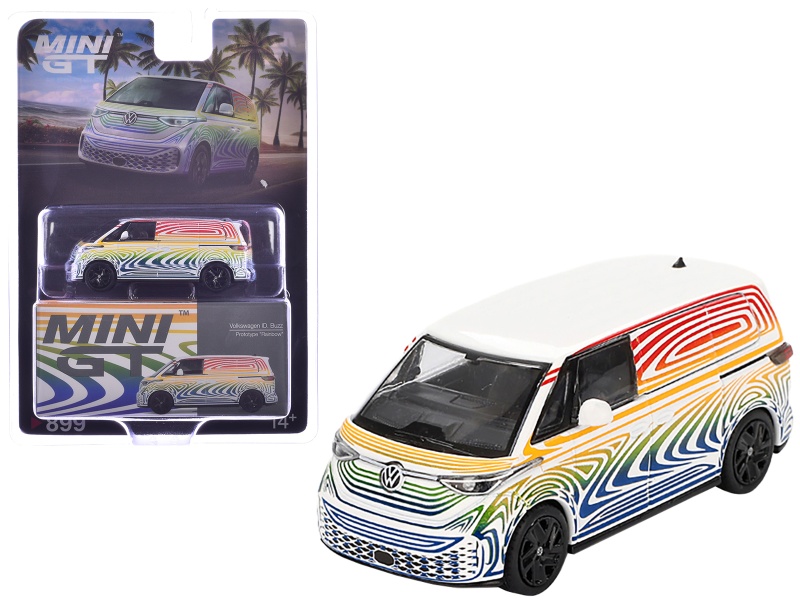 Volkswagen Id. Buzz Van Prototype "Rainbow" Limited Edition 1/64 Diecast Model Car By Mini Gt