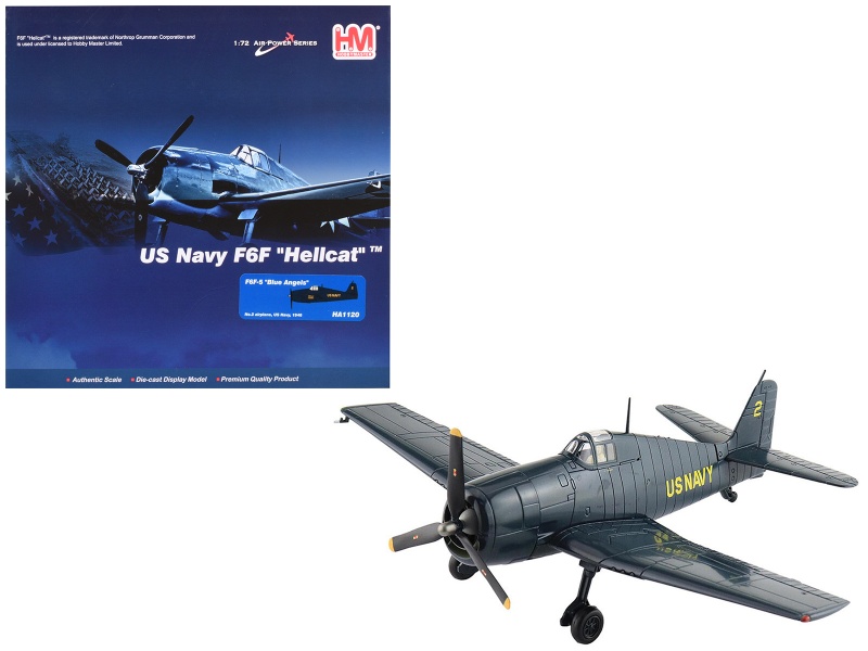 Grumman F6f-5 Hellcat Fighter Aircraft "Blue Angels #2" (1946) United States Navy "Air Power Series" 1/72 Diecast Model By Hobby Master