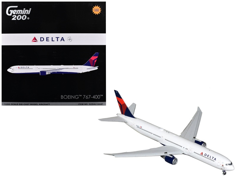 Boeing 767-400Er Commercial Aircraft With Flaps Down "Delta Air Lines" (N482mh) White With Blue And Red Tail "Gemini 200" Series 1/200 Diecast Model Airplane By Geminijets