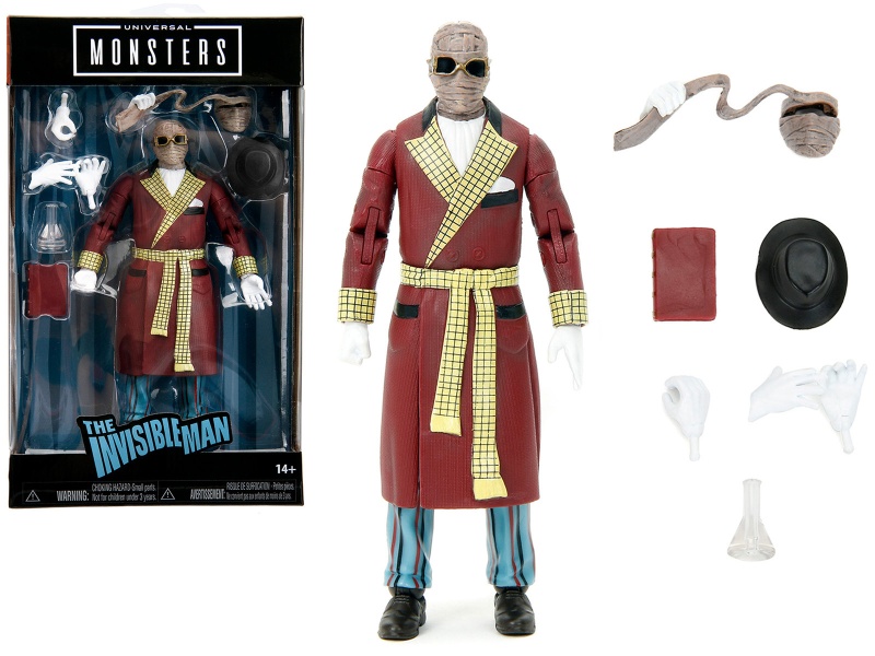 The Invisible Man 6" Moveable Figure With Accessories And Alternate Head And Hands "Universal Monsters" Series By Jada
