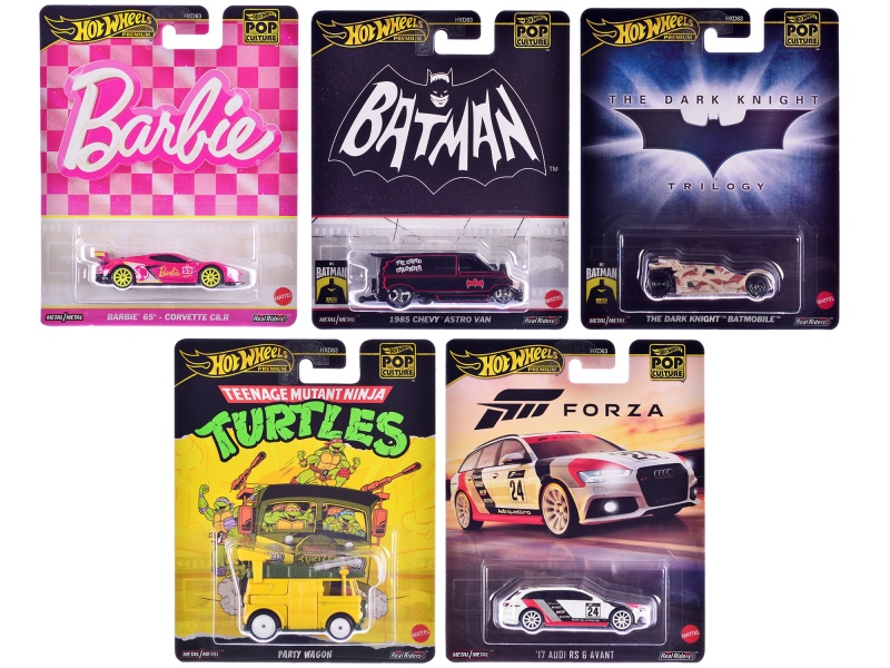 "Pop Culture 2024" 5 Piece Set E "Premium Series" Diecast Model Cars By Hot Wheels