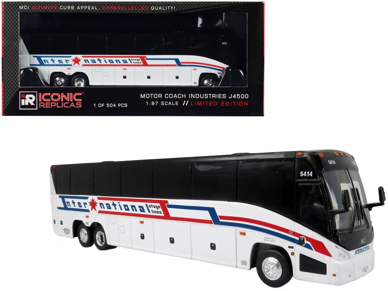 MCI J4500 Coach Bus "International Stage Lines" White "The Bus & Motorcoach Collection" Limited Edition Diecast Model by Iconic Replicas