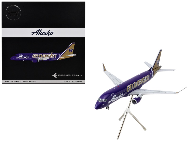 Embraer Erj-175 Commercial Aircraft Model - Alaska Airlines/Horizon - University Of Washington Huskies