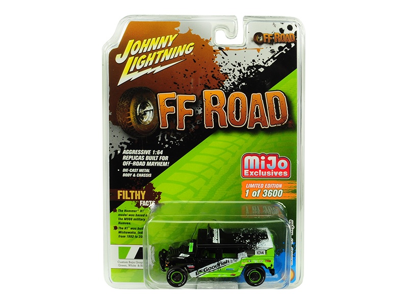 Hummer H1 Wagon #1014 Black And Green "Bfgoodrich" "Off Road" Limited Edition To 3600 Pieces Worldwide 1/64 Diecast Model Car By Johnny Lightning