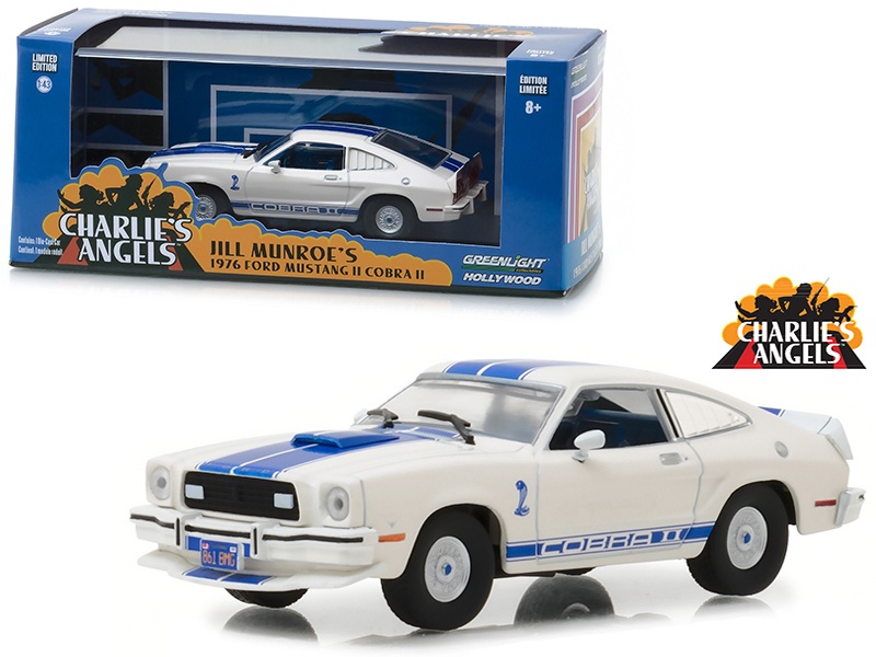 1976 Ford Mustang Cobra Ii White "Charlie's Angels" (1976-1981) Tv Series 1/43 Diecast Model Car By Greenlight